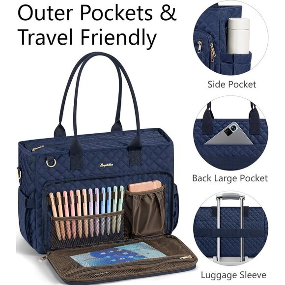 Teacher Bags for Women 15.6 Inch Laptop Work Tote Comfortable Quilted Shoulder - Picture 6 of 8